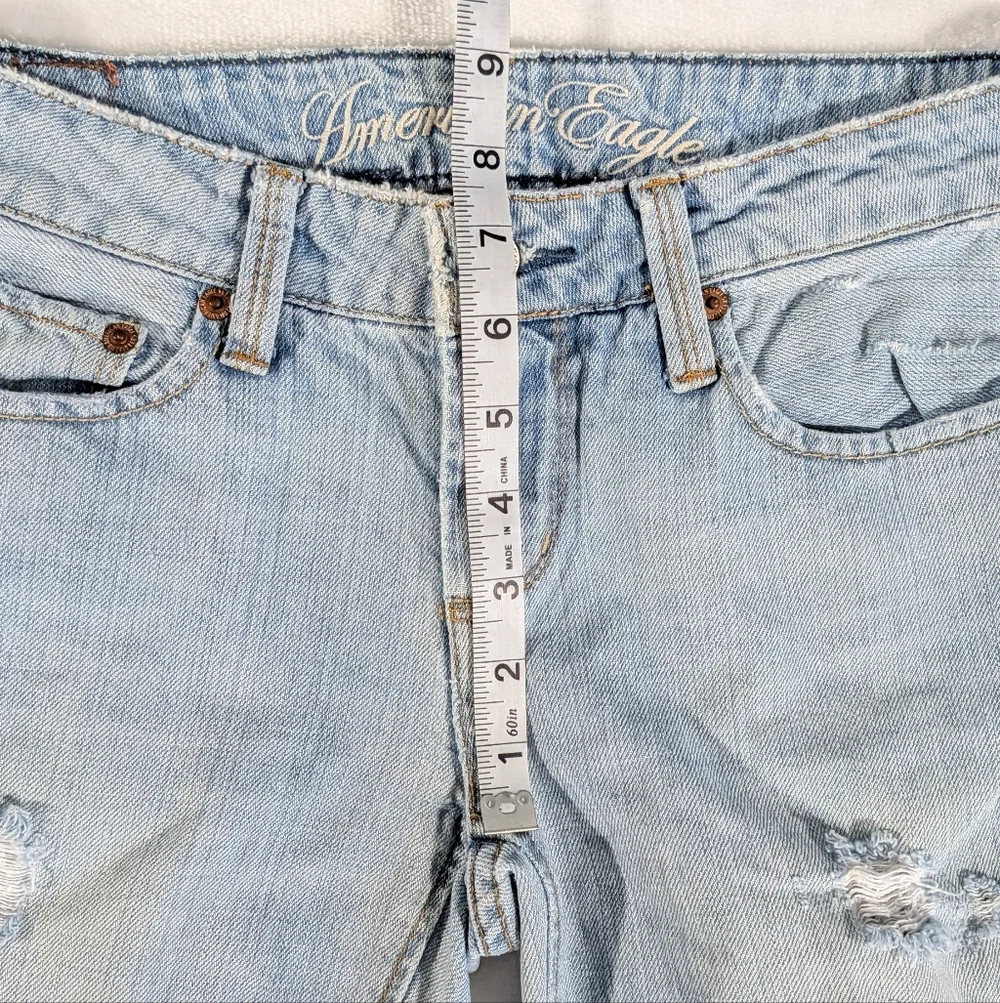 ❤️ American Eagle True Boot Distressed 100% Cotton Size 0 Short Light Wash - Picture 10 of 14
